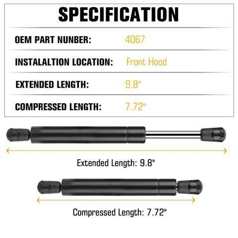 Front Hood Lift Support Shocks For Ford Explorer And Sport Trac 1995 To 2005 4067 Gas Spring Strut Rod Replacement specifications