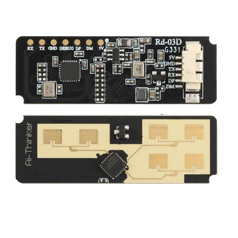 24G Multi Target Motion Tracking Radar Module With On Board PCB Antenna For Precise Human Trajectory Localization And Real Time Tracking Across Electronics, Automotive And Industrial Gear, top and bottom views