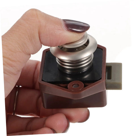 Hand pressing Keyless Push Button Door Latch Lock For Rv Cabinets And Drawers Low Profile Build Heavy Duty Zinc Alloy Hardware.