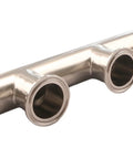Tri-clamp manifold, 1.5 inch, 3-port, 304 stainless steel, polished sanitary fitting.