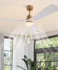 Ceiling Fan Light 48 Inch with Remote 6 Speeds 3000-6500K for Bedroom, modern gold finish, white blades, broad illumination.