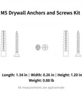 Diagram of components from 100 Piece Heavy Duty M5 Drywall Anchor And Screw Set With Carbon Steel Zinc Plated Wall Anchors.
