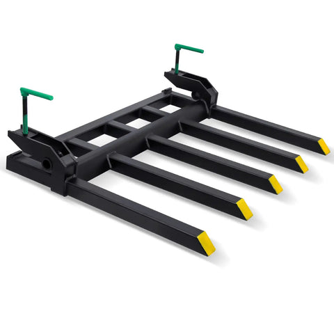 Heavy Duty Clamp On Debris Forks For 48 Inch Loader Bucket Pallet Forks With Five Tines And 2500 Pound Capacity Attachments