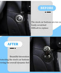 Carbon Fiber Push To Start Button Cover For Car Joystick Upgrade, Alloy Button Cap In Black Finish, Durable Construction Easy Install on car start button