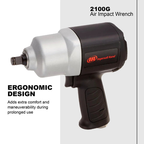 Heavy-Duty 1/2 Inch Composite Air Impact Wrench With Twin-Hammer Power, ergonomic design, side view