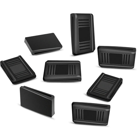 Close-up of black plastic hard hat headlamp clips 20 pack with 3M adhesive anti-slip helmet light holder.