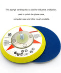 Grab This Awesome Pack Of 12 Four Inch Sponge Foam Sanding Discs With Hook And Loop For Precision Car Paint Buffing, Polishing And Grinding At P500 To P600 Grit Level - Detailed close-up of a 5-inch sponge sanding disc with hook and loop backing.