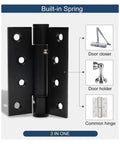 Adjustable Docking Hinge Door Closer In Stainless Steel With Spring Loaded Self Closing System Easy Install Black Finish