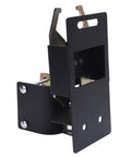 Heavy Duty Two Way Lockable Gate Latch For Round Tube Fences With Auto Close Mechanism, black metal design.