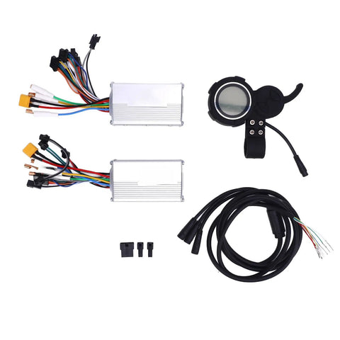 Dual Drive Controller Kit For Electric Bikes And Scooters 48V 25A 1200W Front And Rear Controllers With Display Meter Central Harness
