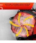 Motor cooling hole design of Rock Solid 1800w Circular Miter Saw Kit with heat dissipation for durability.