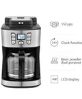 Front view of All In One Espresso And Coffee Grinder Machine, Semi Automatic Electric Brew System, Space Saving 2 In 1 Coffee Maker