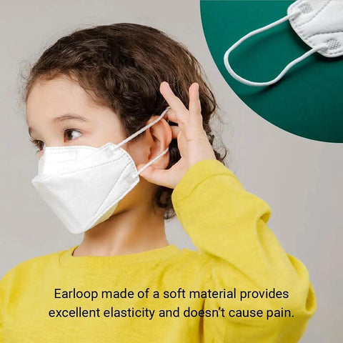 Child wearing KF94 Micro Dust Protection Face Mask White Small Premium Korean Go To Everyday Wear With 99 Percent Filtration