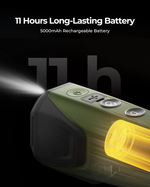 Thermal Imaging Monocular For Night Hunting With 256x192 IR, showing top buttons and glowing 5000mAh battery indicator