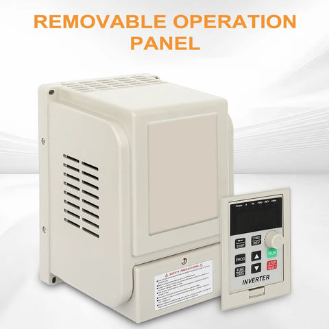 2.2KW VFD Inverter Spindle Motor Speed Controller with removable operation panel, 220V 50 60 Hz 0-400 Hz Single Phase To Three Phase