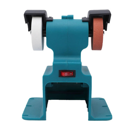 Tough Guy Mini Bench Grinder 200 Watt High Speed 7000 RPM front view with sharp grinding wheels for metal shaping tasks.