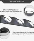 Matte Black Vanity Lights Over Mirror Three Light Modern Bathroom Fixture With Rotatable Oval Lampshades Adjustable 270 Degree Head Swivel