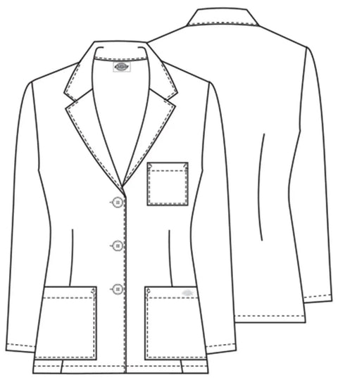 Women's 28 Inch Poplin Lab Coat With Notched Lapels And Button Front Built To Last All Day Comfort Workhorse Medical Coat In White Sizes From XS To 3XL