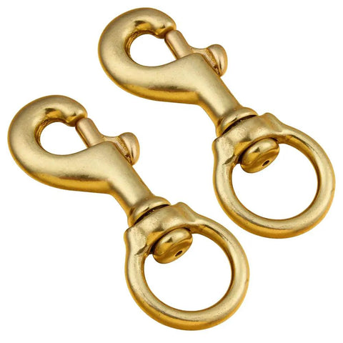 Heavy Duty Solid Brass Swivel Bolt Snap Hooks With Seven Eighths Inch Eye And Three And A Quarter Inch Length Built To Last Single Ended