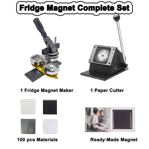 DIY Button Badge Maker Kit 50x50mm Pin Press Machine With Paper Cutter And 100pcs Components For Creating Custom Photo Magnets, Fridge Decor, Gifts, And Personalized Badges; fridge magnet complete set