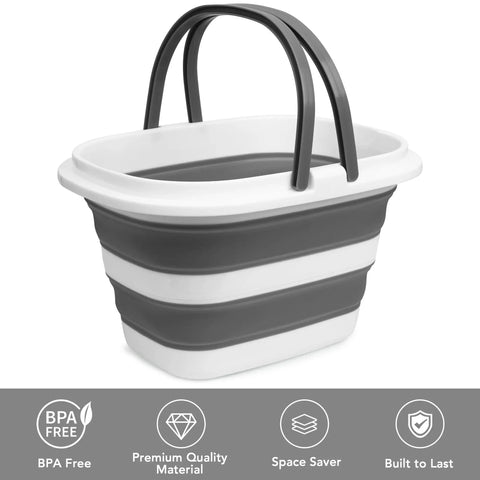 Collapsible 16L Mop Bucket, BPA Free Silicone And PP, Heavy Duty Portable Cleaning Bucket with handles