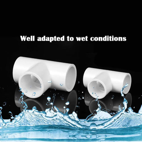 Workhorse 10 Pack Half Inch White PVC Tee Pipe Fittings 3 Way Slip Socket Connectors for wet conditions illustration