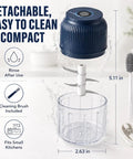 Cordless Electric Garlic Chopper And Mini Food Processor 400Ml Blue With Six Stainless Steel Blades, compact and easy to clean.