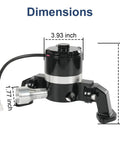 Bulletproof High Flow Electric Water Pump Setup For Big Block Chevy BBC 396 427 454 502 dimensions showing 3.93 x 7.08 inches.