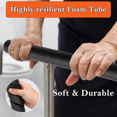 Heavy Duty Black Soft Foam Pipe Insulation Tubing 3 Pack, 15.8 inch foam tube, providing grip on bars.
