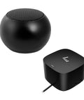 Game Changing Thunderbolt G4 280W Dock With Built In Bluetooth Mini Speaker, black speaker and docking station.
