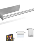 Magnetic Paper Towel Holder With Rotatable Brushed Steel Finish And Strong Magnetic Backing For Large Towels, perfect for various settings.