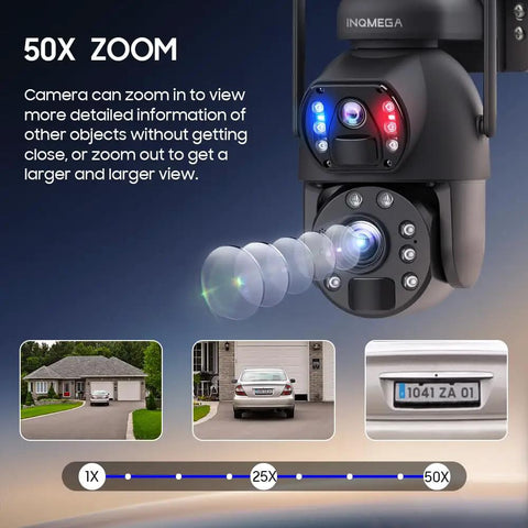 Rugged 4G LTE Solar Security Camera With 50X Optical Zoom, 6MP HD, Color Night Vision, No WiFi Needed, 12000mAh Battery, 6W Solar Panel