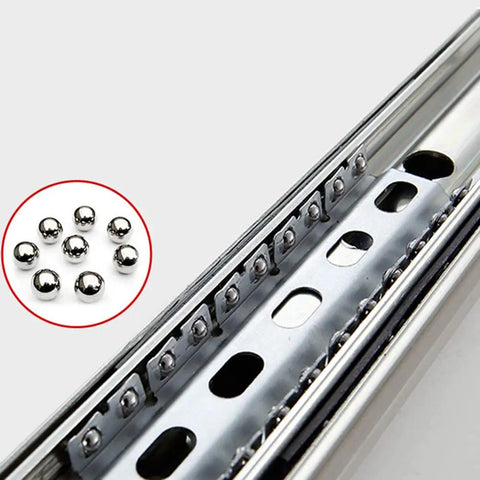 Heavy Duty Full Extension Drawer Slides 400mm 1 Pair Side Mount Ball Bearing Rails detail view with ball bearings
