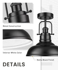11 Inch Semi Flush Mount Ceiling Light With Industrial Vibe Matte Black Exterior And White Interior One Light Fixture details