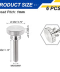 Heavy Duty M6 X 30mm Knurled Thumb Screws Cast From Tough 304 Stainless Steel Offering A Flat Head Design And Zero Rust Nonsense, 6 pcs set.