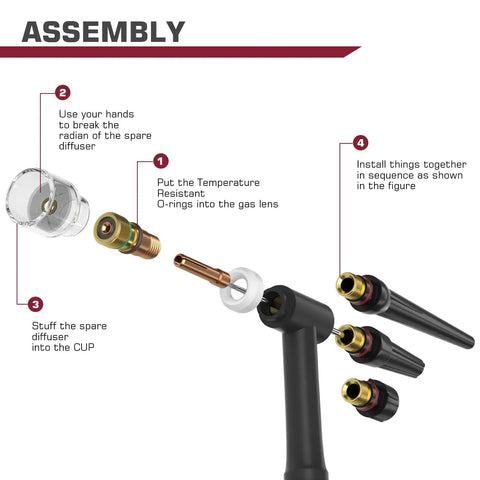 TIG Welding Torch Accessories Must-Have All-In-One 71-Piece Kit With Alumina Nozzles, Collets, Stubby Gas Lens, Glass Cups