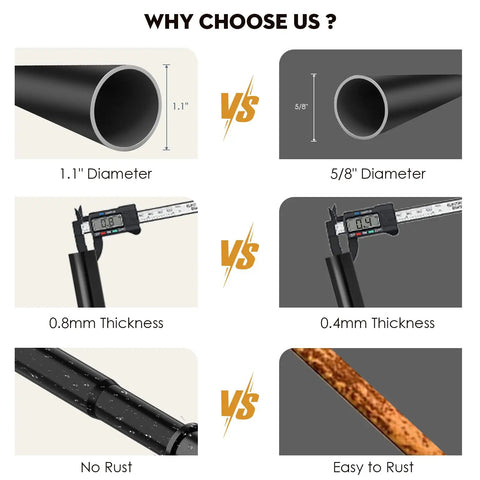 Black Long Shower Curtain Rod Tension Bar 30 To 120 Inch Adjustable Spring Heavy Duty No Drill No Slip Stainless Steel Rust Resistant