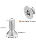 Diagram showing Flat Head Socket Cap Screws With Hex Drive Thread Size Ten Thirty Two By Half Inch Full Thread 304 Stainless Steel