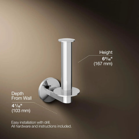 Components Vertical Toilet Tissue Holder With Premium Metal Construction and Corrosion Resistant Finish shown with dimensions
