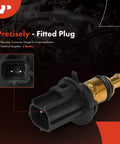 A-Premium engine coolant temperature sensor, 2-pin plug, black plastic housing with brass probe (close-up)