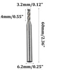 5 Pack 1/8 Inch End Mill Cutter With 1/4 Inch Shank, 4 Flute Precision CNC Milling Bit For Aluminum and Wood, detailed dimensions