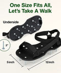 Heavy Duty Lawn Aerator Shoes With Spikes, spiked sandals showing underside with 2-inch spikes, one size fits most with straps.