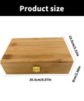 Wooden storage box for Pro Grade 20 Size Mainspring Winder Set, dimensions shown in centimeters and inches