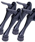 Heavy Duty Kickdown Door Stopper Set Of Four Built Tough Bottom Door Holders with adjustable rubber pads in matte black finish.