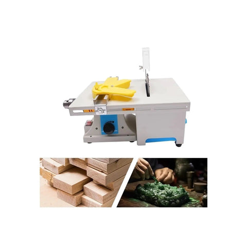 Heavy Duty 750W Electric Mini Table Saw With 5 Pcs Premium Blades For Rock Solid Woodworking Cutting Polishing And Carving - Side View