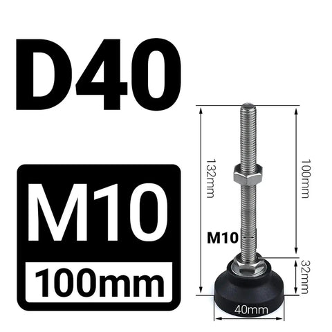 Heavy Duty Adjustable Leveling Feet Eight Piece Swivel Base Kit For Cabinets And Workbenches with M10 thread and D40 mount specifications