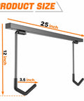 Ceiling Mounted Overhead Bike Rack dimensions with 25-inch width, 12-inch height, 3.5-inch hooks, for space-saving storage