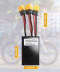 Dual Battery Parallel Connector For Electric Bikes 20V-72V DC Power Kit With XT60 Plug 40A, dimensions shown
