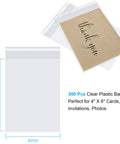300 Count 4x6 Inch Self Adhesive Cellophane Bags shown with thank you card, perfect for cookies, candy, bread, and party favors.