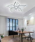 Modern Flower Shaped Dimmable Led Ceiling Light Fixture With Remote Control Acrylic Flush Mount Chandelier in office